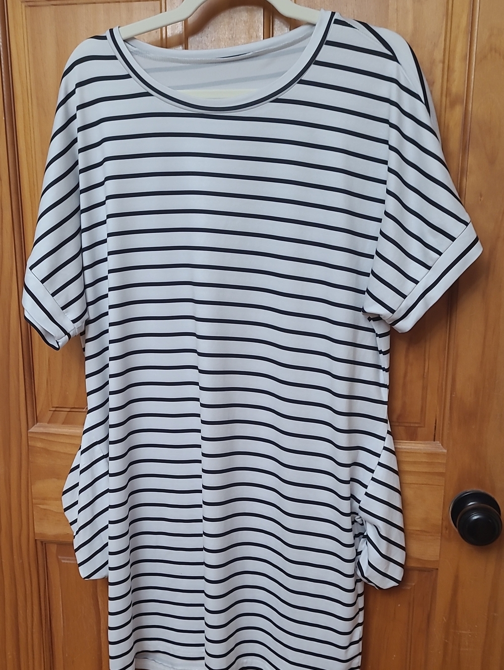 Women’s Black & White Striped Short Sleeve Top